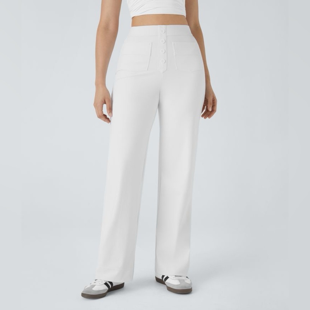 Halara High Waisted Button Multiple Pockets Straight Leg Pants NWT